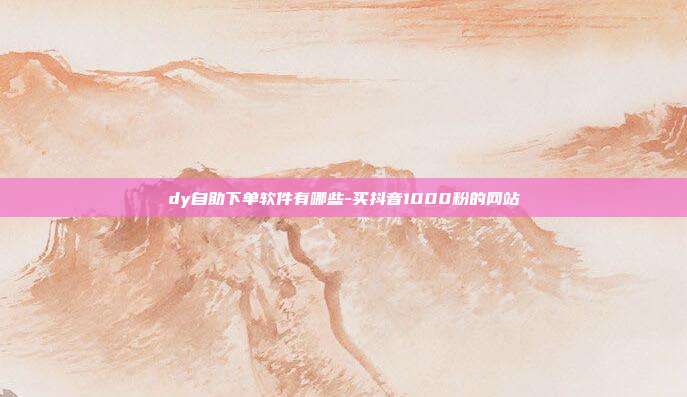 dy自助下单软件有哪些-买抖音1000粉的网站