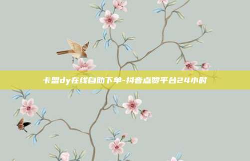 卡盟dy在线自助下单-抖音点赞平台24小时