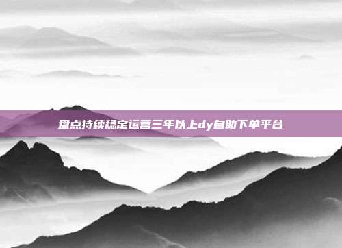 盘点持续稳定运营三年以上dy自助下单平台
