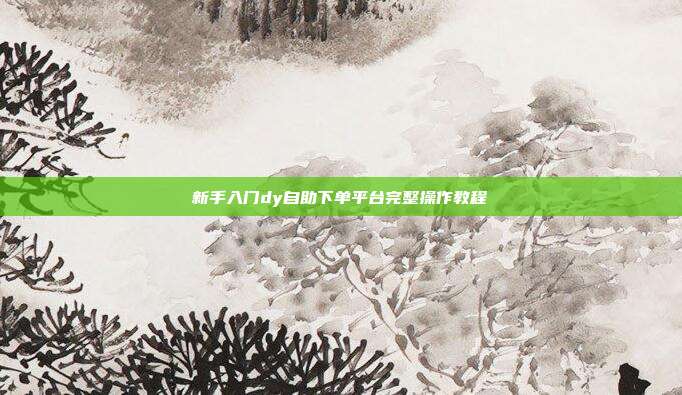 新手入门dy自助下单平台完整操作教程