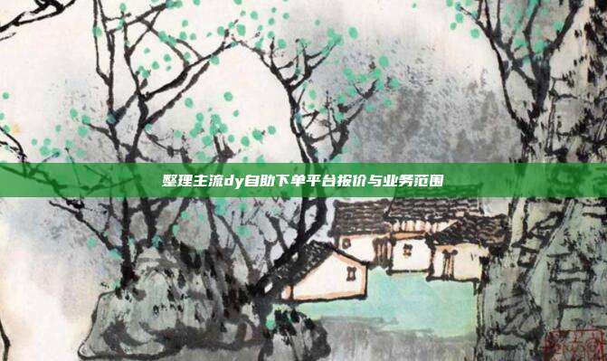 整理主流dy自助下单平台报价与业务范围