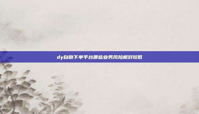 dy自助下单平台哪些业务风险相对较低