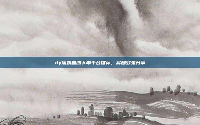 dy涨粉自助下单平台推荐，实测效果分享
