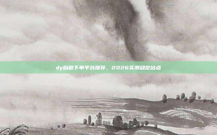 dy自助下单平台推荐，2026实测稳定站点