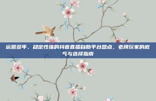 运营多年、稳定性强的抖音直播自助平台盘点,老牌玩家的底气与选择指南