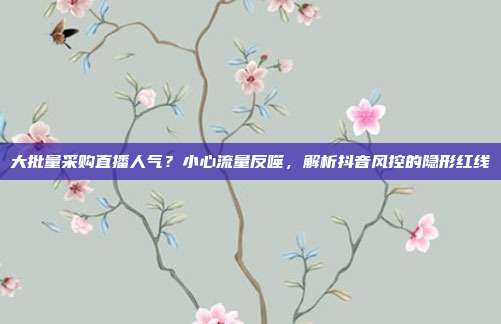 大批量采购直播人气?小心流量反噬,解析抖音风控的隐形红线