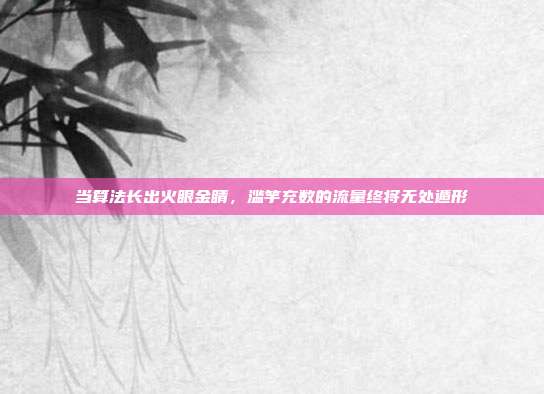 当算法长出火眼金睛，滥竽充数的流量终将无处遁形