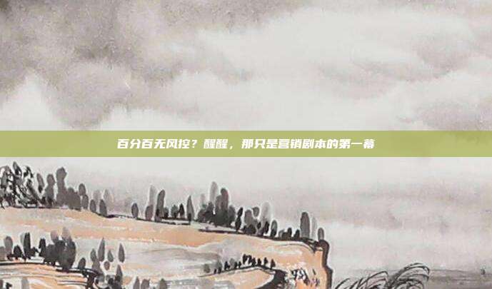 百分百无风控?醒醒,那只是营销剧本的第一幕