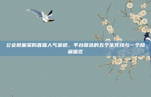 公会批量采购直播人气渠道,平台筛选的五个生死线与一个隐藏雷区