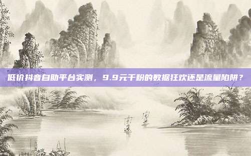低价抖音自助平台实测，9.9元千粉的数据狂欢还是流量陷阱？