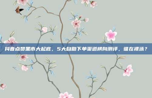 抖音点赞黑市大起底，5大自助下单渠道横向测评，谁在裸泳？