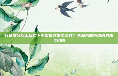 抖音播放双击自助下单渠道效果怎么样？实测揭秘背后的真相与风险
