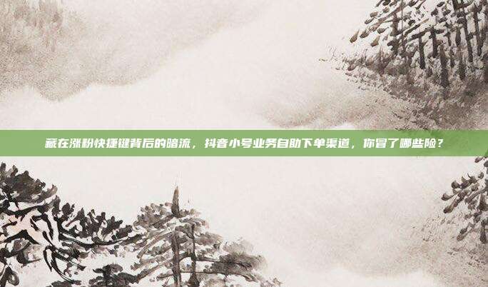 藏在涨粉快捷键背后的暗流，抖音小号业务自助下单渠道，你冒了哪些险？