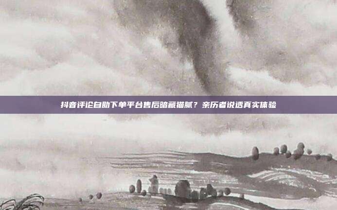 抖音评论自助下单平台售后暗藏猫腻？亲历者说透真实体验