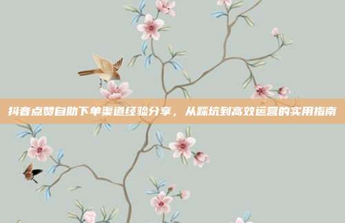 抖音点赞自助下单渠道经验分享，从踩坑到高效运营的实用指南