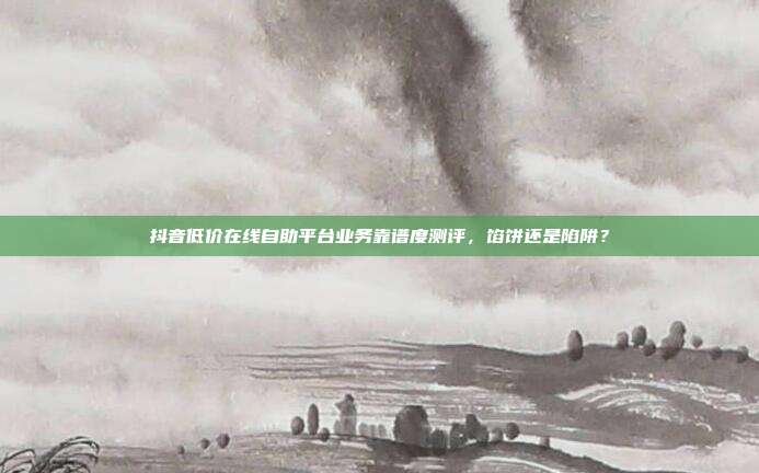 抖音低价在线自助平台业务靠谱度测评，馅饼还是陷阱？