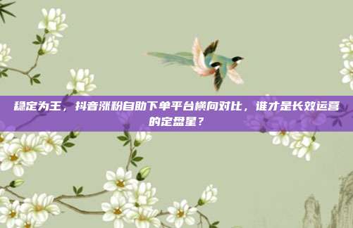 稳定为王,抖音涨粉自助下单平台横向对比,谁才是长效运营的定盘星?
