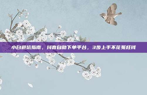小白避坑指南,抖音自助下单平台,3步上手不花冤枉钱