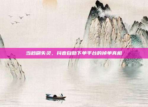 当秒刷失灵，抖音自助下单平台的掉单真相