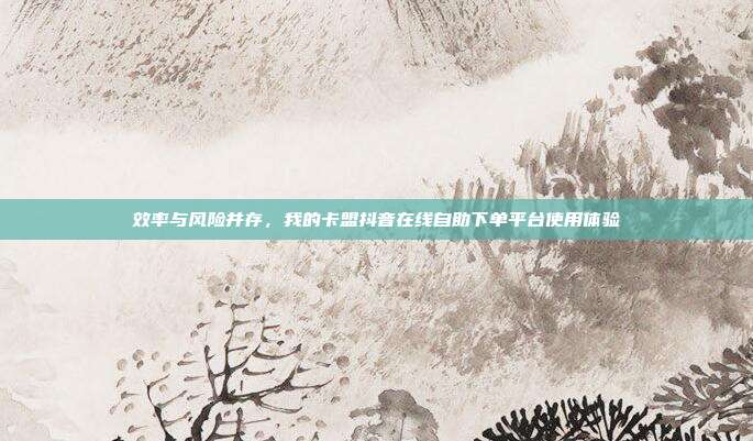 效率与风险并存,我的卡盟抖音在线自助下单平台使用体验