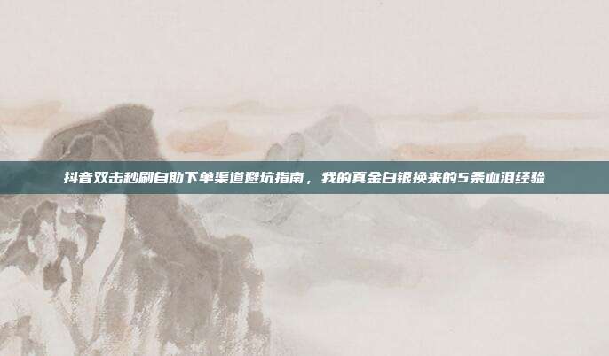 抖音双击秒刷自助下单渠道避坑指南,我的真金白银换来的5条血泪经验