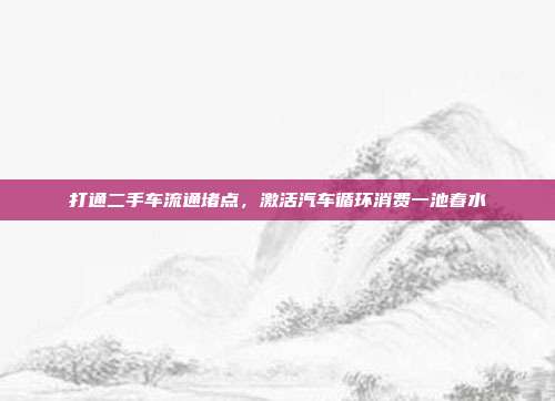 打通二手车流通堵点,激活汽车循环消费一池春水