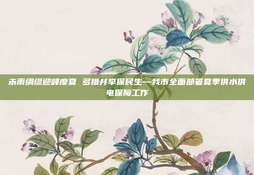 未雨绸缪迎峰度夏 多措并举保民生—我市全面部署夏季供水供电保障工作