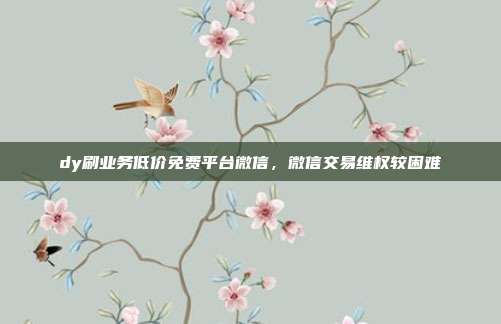 dy刷业务低价免费平台微信，微信交易维权较困难