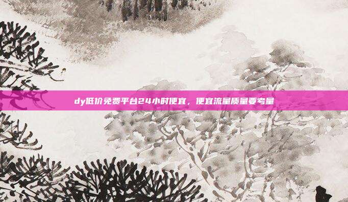 dy低价免费平台24小时便宜,便宜流量质量要考量