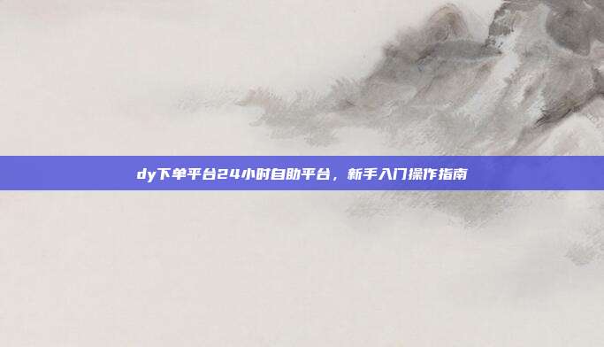dy下单平台24小时自助平台，新手入门操作指南