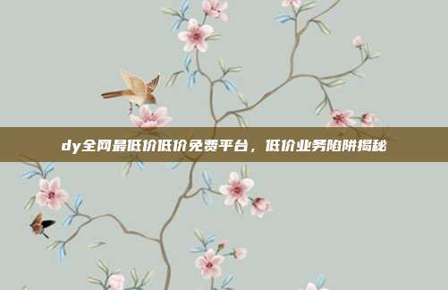 dy全网最低价低价免费平台，低价业务陷阱揭秘