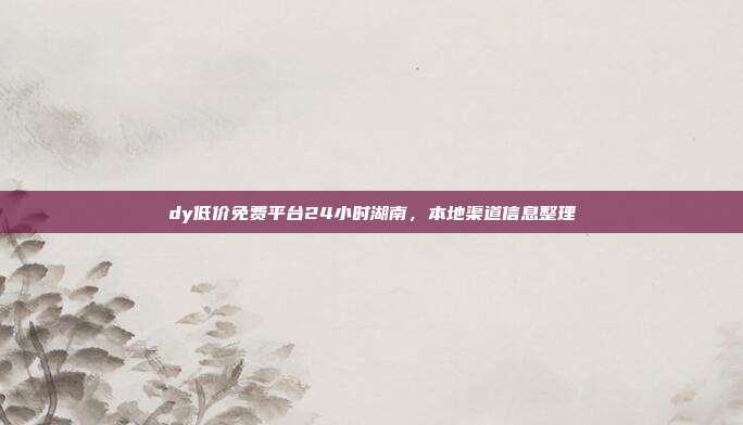 dy低价免费平台24小时湖南，本地渠道信息整理