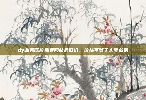 dy业务低价免费网站最低价,价格不等于实际效果