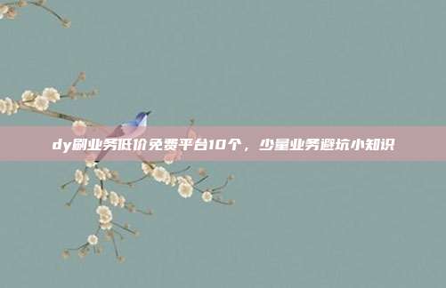 dy刷业务低价免费平台10个,少量业务避坑小知识