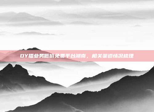DY播业务低价免费平台湖南，相关渠道情况梳理
