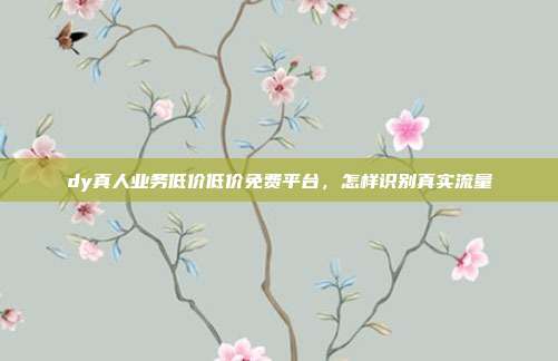 dy真人业务低价低价免费平台,怎样识别真实流量