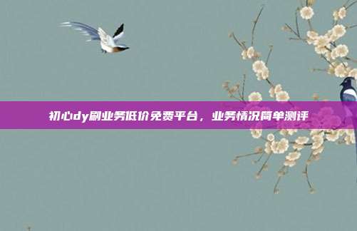初心dy刷业务低价免费平台,业务情况简单测评