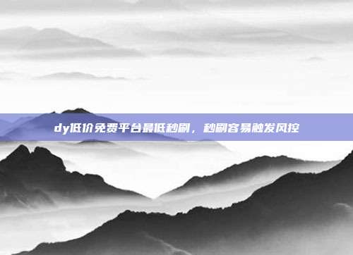 dy低价免费平台最低秒刷，秒刷容易触发风控
