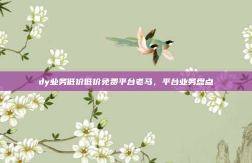 dy业务低价低价免费平台老马,平台业务盘点