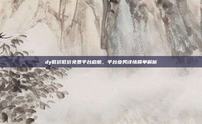 dy低价低价免费平台启航，平台业务详情简单解析