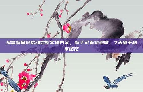 抖音新号冷启动完整实操方案,新手可直接照搬,7天破千粉不迷茫