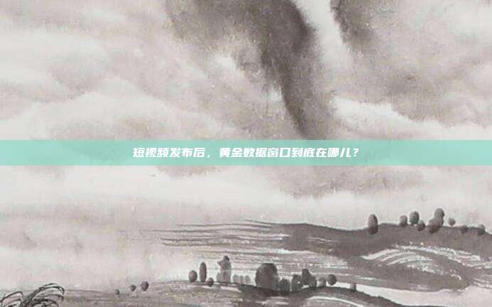 短视频发布后,黄金数据窗口到底在哪儿?