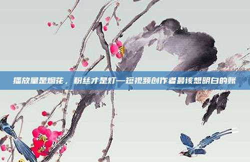 播放量是烟花,粉丝才是灯—短视频创作者最该想明白的账