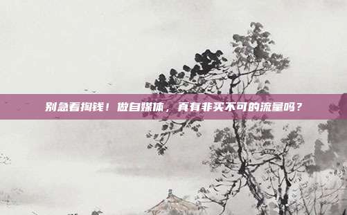 别急着掏钱！做自媒体，真有非买不可的流量吗？