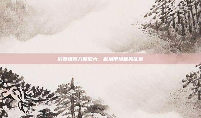 消费维权力度加大,整治市场各类乱象