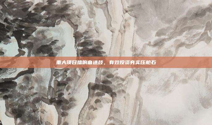 重大项目擂响奋进鼓,有效投资夯实压舱石