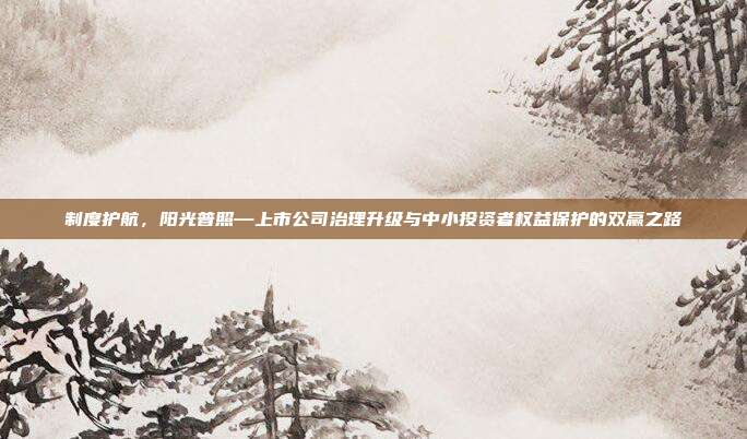 制度护航,阳光普照—上市公司治理升级与中小投资者权益保护的双赢之路