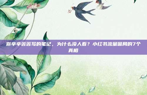 你辛辛苦苦写的笔记,为什么没人看?小红书流量困局的7个真相
