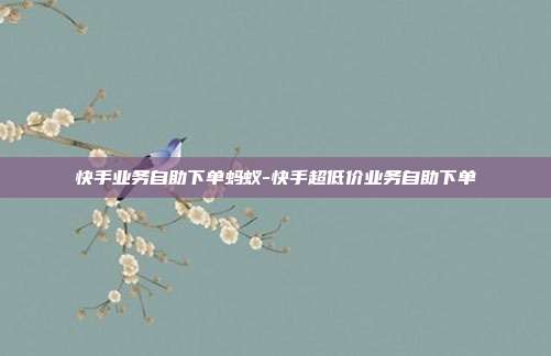 快手业务自助下单蚂蚁-快手超低价业务自助下单