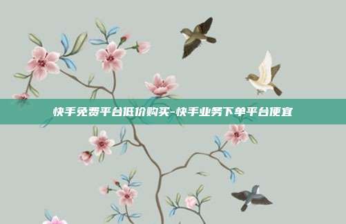 快手免费平台低价购买-快手业务下单平台便宜